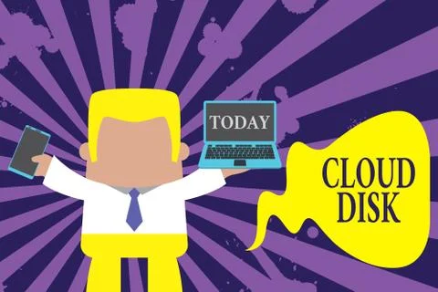 Text sign showing Cloud Disk. Conceptual photo web base service that provides Illustrazione stock