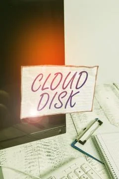 Text sign showing Cloud Disk. Conceptual photo web base service that provides Foto stock