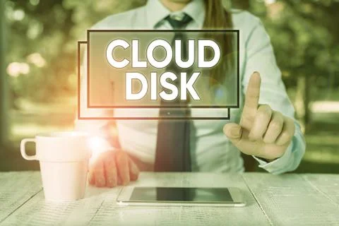 Text sign showing Cloud Disk. Conceptual photo web base service that provides Foto stock