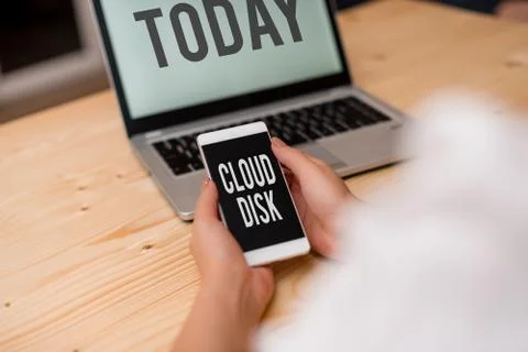 Text sign showing Cloud Disk. Conceptual photo web base service that provides Foto stock