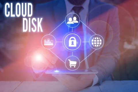 Text sign showing Cloud Disk. Conceptual photo web base service that provides Foto stock
