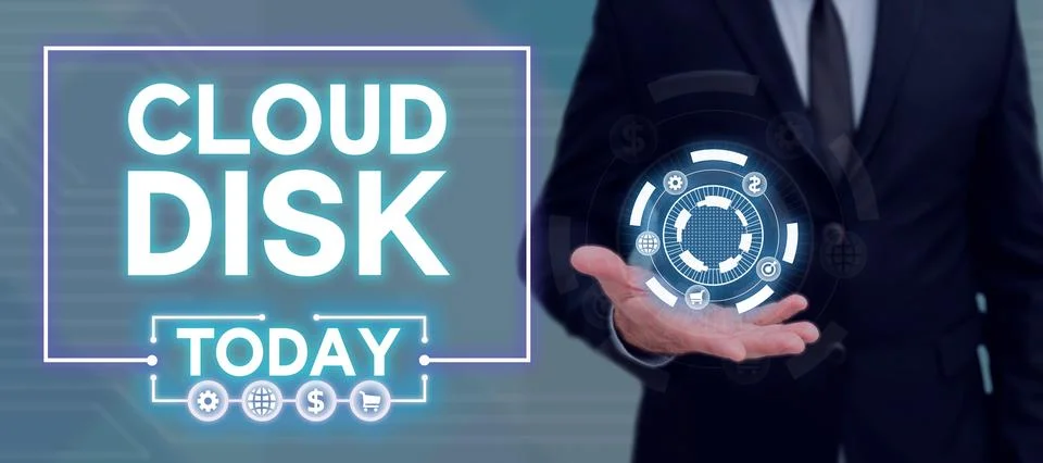 Text sign showing Cloud Disk. Business concept web base service that provides Stock Photos