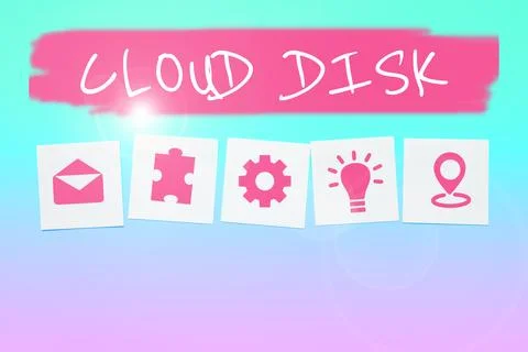 Text sign showing Cloud Disk. Business approach web base service that provides Foto stock
