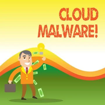 Text sign showing Cloud Malware. Conceptual photo malicious software file or Illustrazione stock