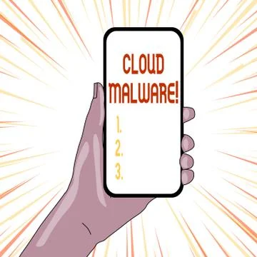 Text sign showing Cloud Malware. Conceptual photo malicious software file or Illustrazione stock