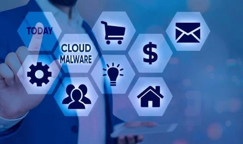 Text sign showing Cloud Malware. Conceptual photo malicious software file or 写真素材