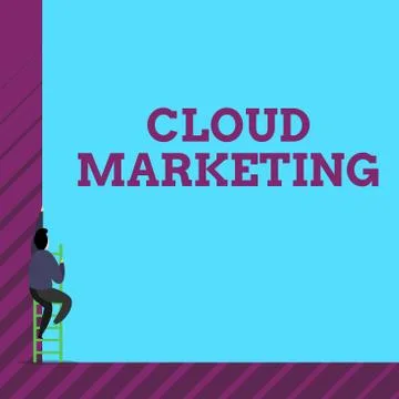 Text sign showing Cloud Marketing. Conceptual photo The process of an Stock Illustration