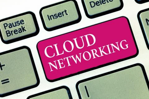Text sign showing Cloud Networking. Conceptual photo is term describing access Stock Photos