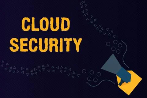 Text sign showing Cloud Security. Conceptual photo Protect the stored Illustrazione stock