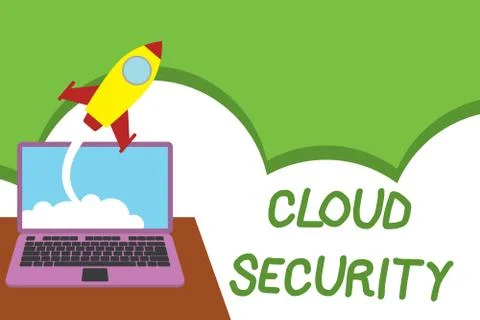 Text sign showing Cloud Security. Conceptual photo Protect the stored イラスト素材