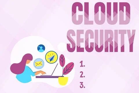Text sign showing Cloud Security. Internet Concept protection of data stored イラスト素材