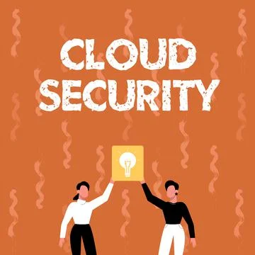 Text sign showing Cloud Security. Word Written on Protect the stored information Illustrazione stock
