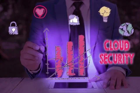 Text sign showing Cloud Security. Conceptual photo protection of data stored Stock Photos