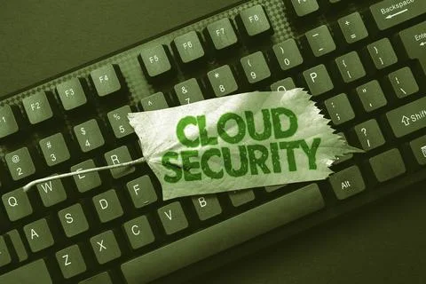 Text sign showing Cloud Security. Conceptual photo Protect the stored Stock Photos