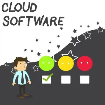 Text sign showing Cloud Software. Conceptual photo Programs used in Storing Stock Illustration