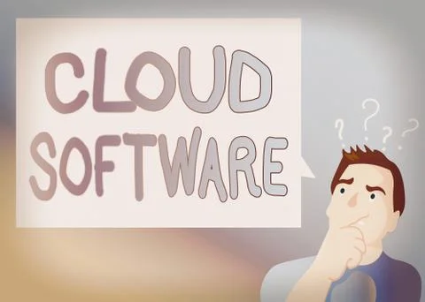 Text sign showing Cloud Software. Conceptual photo Programs used in Storing Stock Illustration