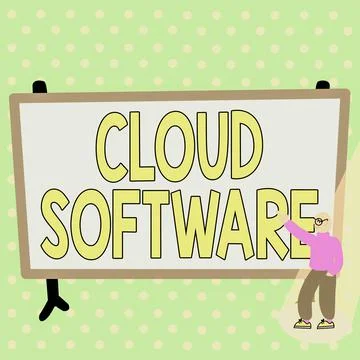 Text sign showing Cloud Software. Business showcase Programs used in Storing Illustrazione stock