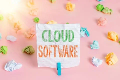 Text sign showing Cloud Software. Conceptual photo Programs used in Storing Stock Photos