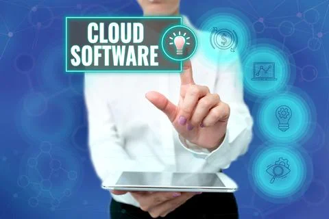 Text sign showing Cloud Software. Business idea Programs used in Storing 库存照片