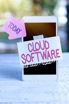 Text sign showing Cloud Software. Conceptual photo Programs used in Storing 库存照片
