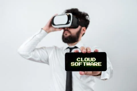 Text sign showing Cloud Software. Business idea Programs used in Storing 스톡 사진