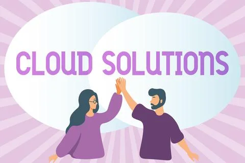Text sign showing Cloud Solutions. Internet Concept ondemand services or Stockillustratie