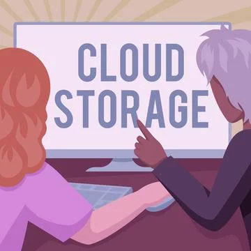 Text sign showing Cloud Storage. Conceptual photo computing connect devices to Illustrazione stock