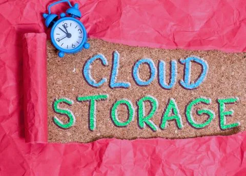 Text sign showing Cloud Storage. Conceptual photo the digital data is stored and Stock Photos