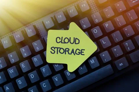 Text sign showing Cloud Storage. Business overview computing connect devices to Foto stock