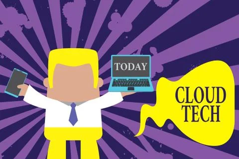 Text sign showing Cloud Tech. Conceptual photo storing and accessing data and Stock Illustration