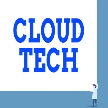 Text sign showing Cloud Tech. Conceptual photo storing and accessing data and Stock Illustration