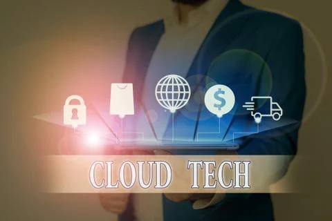 Text sign showing Cloud Tech. Conceptual photo storing and accessing data and Stock Photos