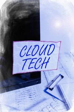 Text sign showing Cloud Tech. Conceptual photo storing and accessing data and Foto stock