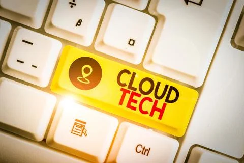 Text sign showing Cloud Tech. Conceptual photo storing and accessing data and Foto stock