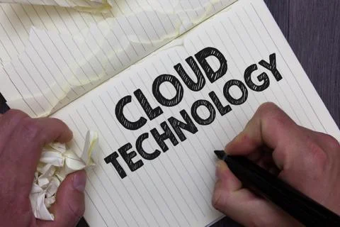 Text sign showing Cloud Technology. Conceptual photo storing and accessing data Stockfoto's