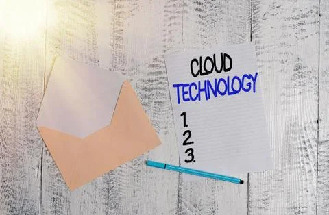 Text sign showing Cloud Technology. Conceptual photo storing and accessing data Stockfoto's