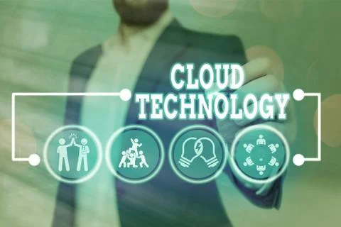 Text sign showing Cloud Technology. Conceptual photo storing and accessing data Stockfoto's