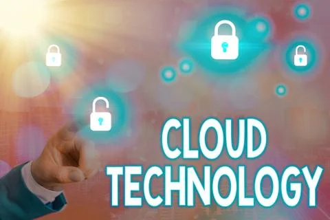 Text sign showing Cloud Technology. Conceptual photo storing and accessing data Foto stock