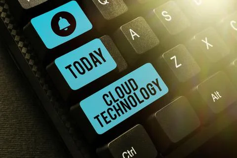 Text sign showing Cloud Technology. Business approach storing and accessing data Foto stock