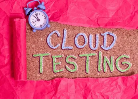 Text sign showing Cloud Testing. Conceptual photo is the assessment of a Web Stock Photos