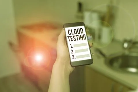 Text sign showing Cloud Testing. Conceptual photo is the assessment of a Web 스톡 사진
