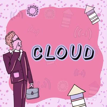 Text sign showing Cloud. Word Written on running workloads remotely over Stock Illustration