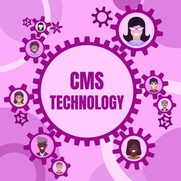 Text sign showing Cms Technology. Word for programs that are used to create and Stock Illustration
