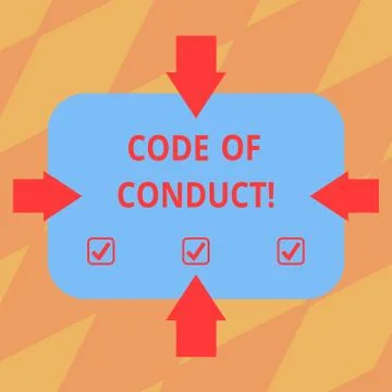 Text sign showing Code Of Conduct. Conceptual photo Ethics rules moral codes Stock Illustration