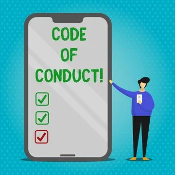 Text sign showing Code Of Conduct. Conceptual photo Follow principles and Stock Illustration