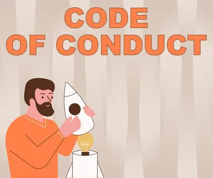 Text sign showing Code Of Conduct. Business showcase Ethics rules moral codes Stock Illustration