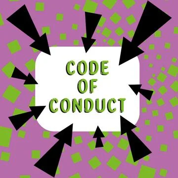 Text sign showing Code Of Conduct. Word Written on Ethics rules moral codes Illustrazione stock