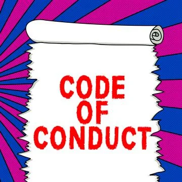 Text sign showing Code Of Conduct. Concept meaning Ethics rules moral codes Stockillustratie