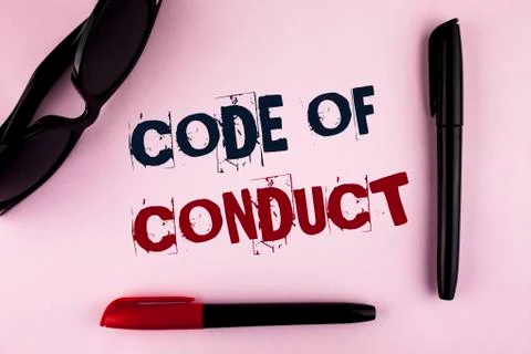 Text sign showing Code Of Conduct. Conceptual photo Follow principles and sta Stock Photos