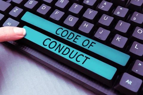 Text sign showing Code Of Conduct. Business idea Ethics rules moral codes Stock Photos